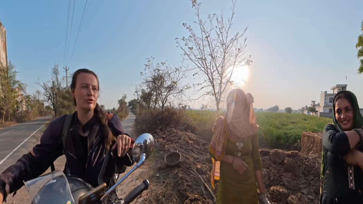 Dutch female biker become fan of India Haryanvi family has welcomed her drawing widespread love on YouTube