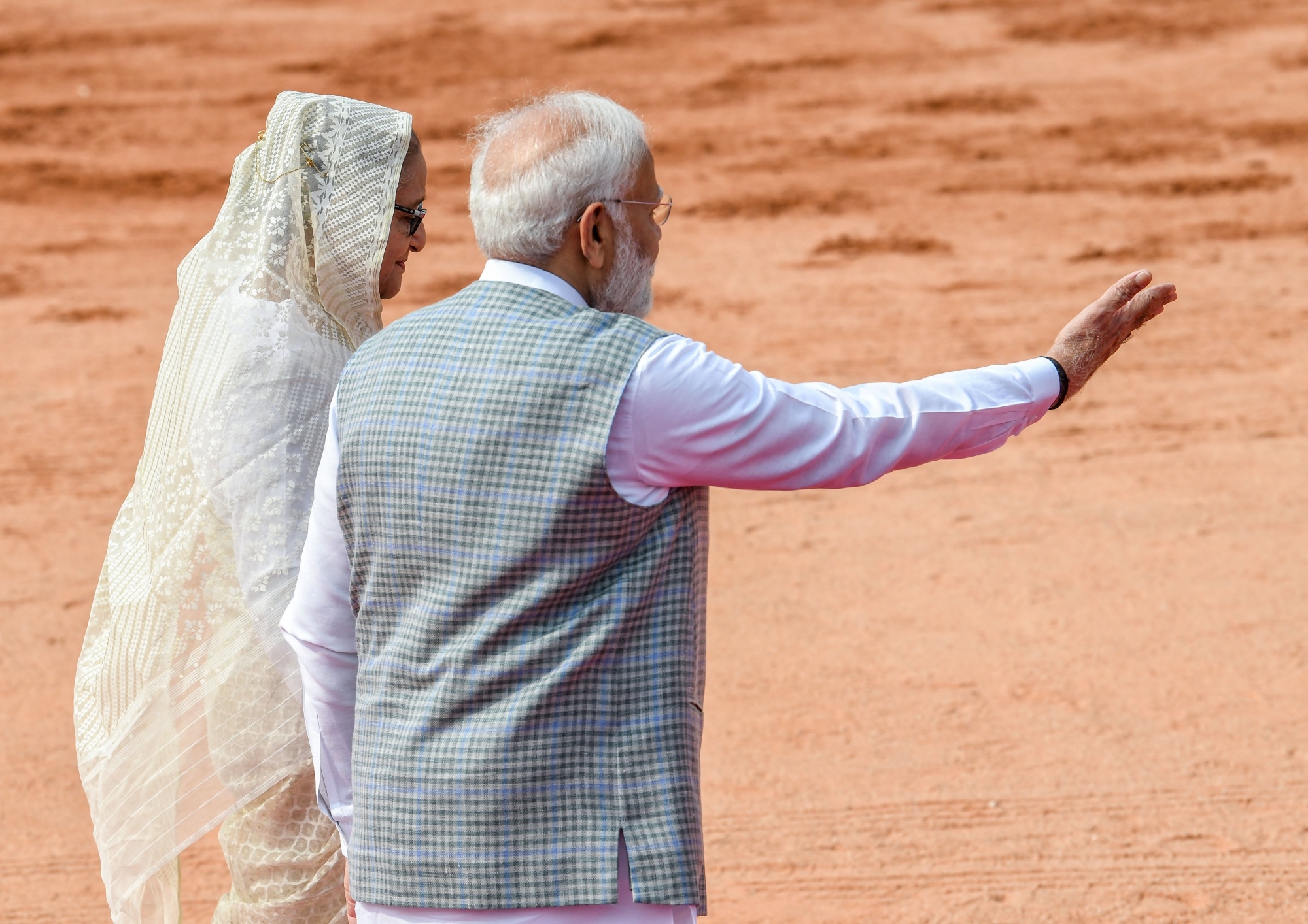 PM Narendra Modi receives the then Bangladesh PM Sheikh Hasina for her ceremonial reception, at the forecourt of Rashtrapati Bhavan, in New Delhi on June 22, 2024