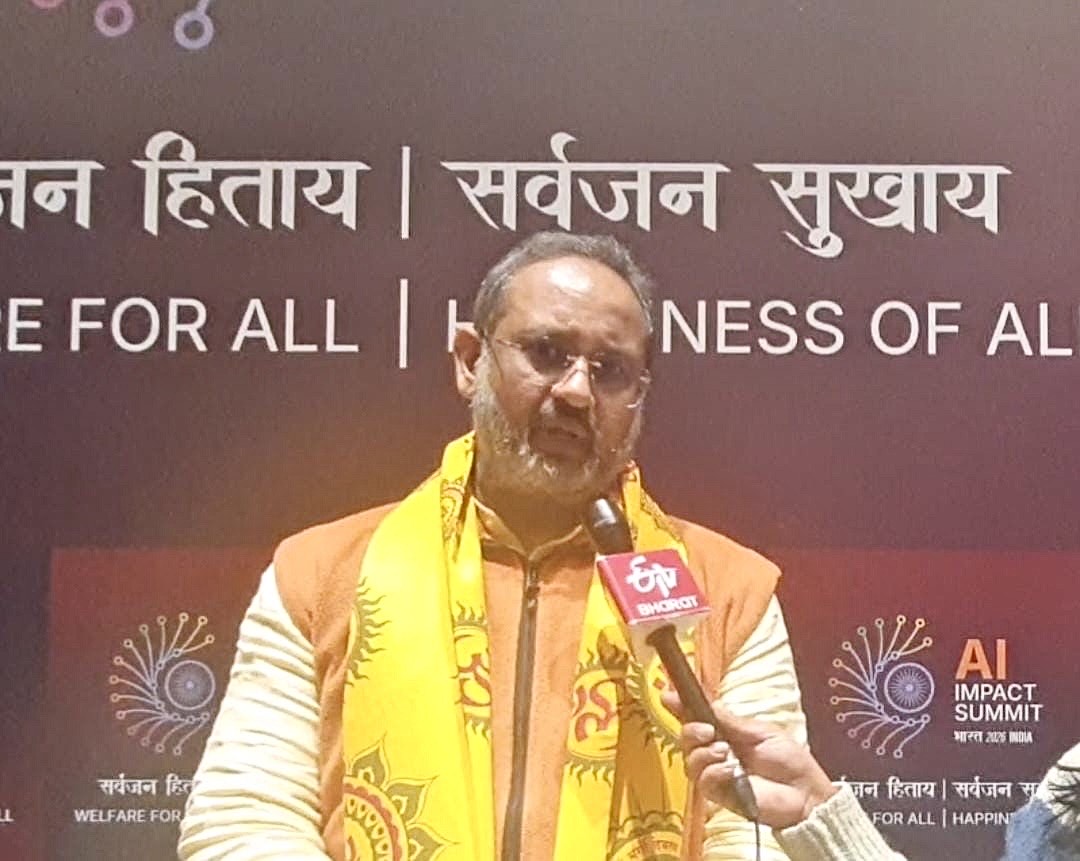 Chinmay Pandya at the AI Impact Summit 2026 in New Delhi.