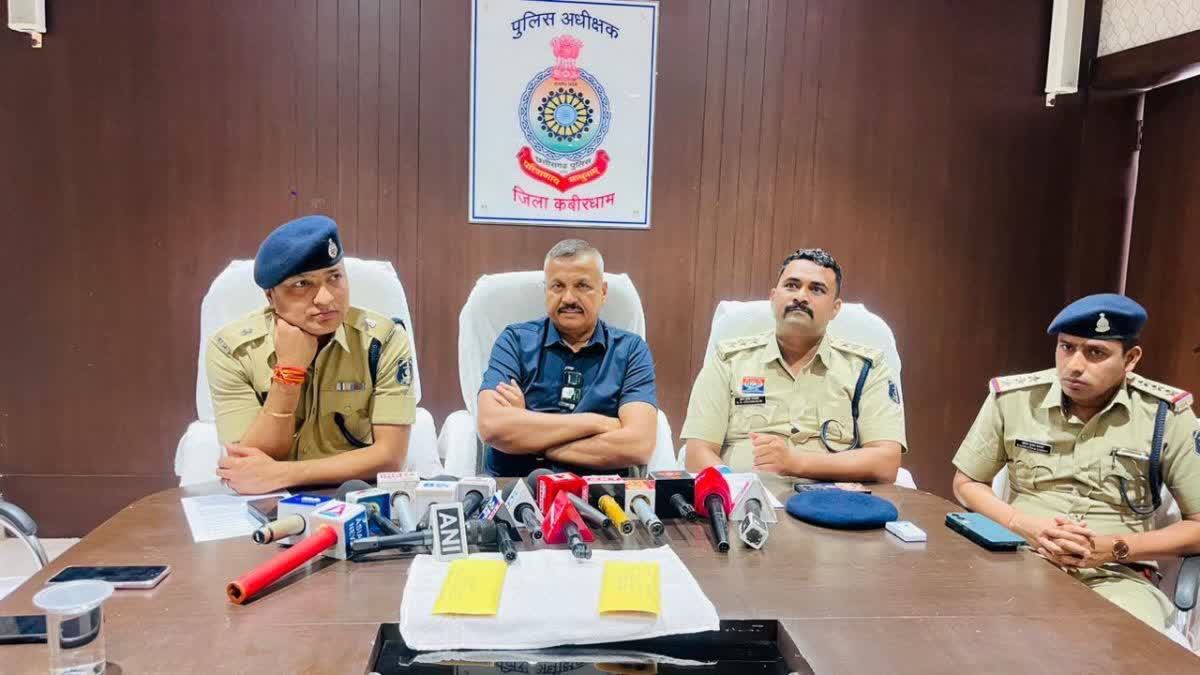 Kabirdham superintendent of police Dharmendra Singh during a press conference.