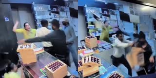 ROBBERS FLEE FROM JEWELLERY SHOP AFTER THE OWNER'S FIERCE COUNTERATTACK
