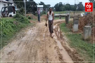 Poor road condition in Dhuburi, people demand construction of the local road
