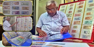 Bharat Bhushan Gupta displays his polymer currency collection