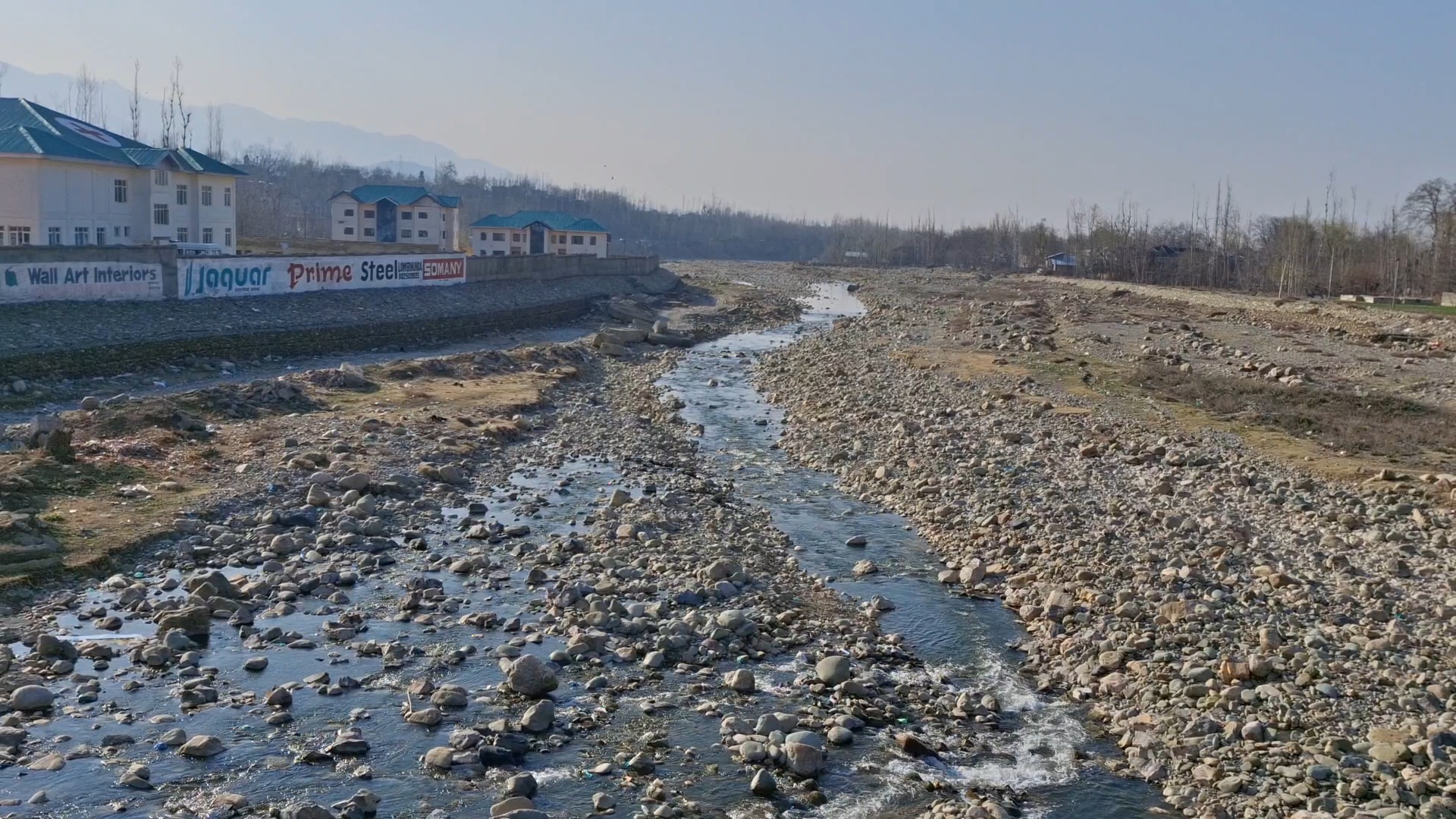 A view of an almost dried up stream in south Kashmir