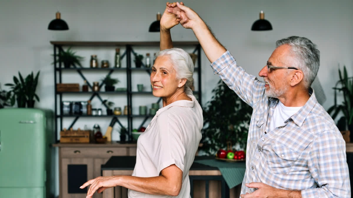 Elderly couple dancing