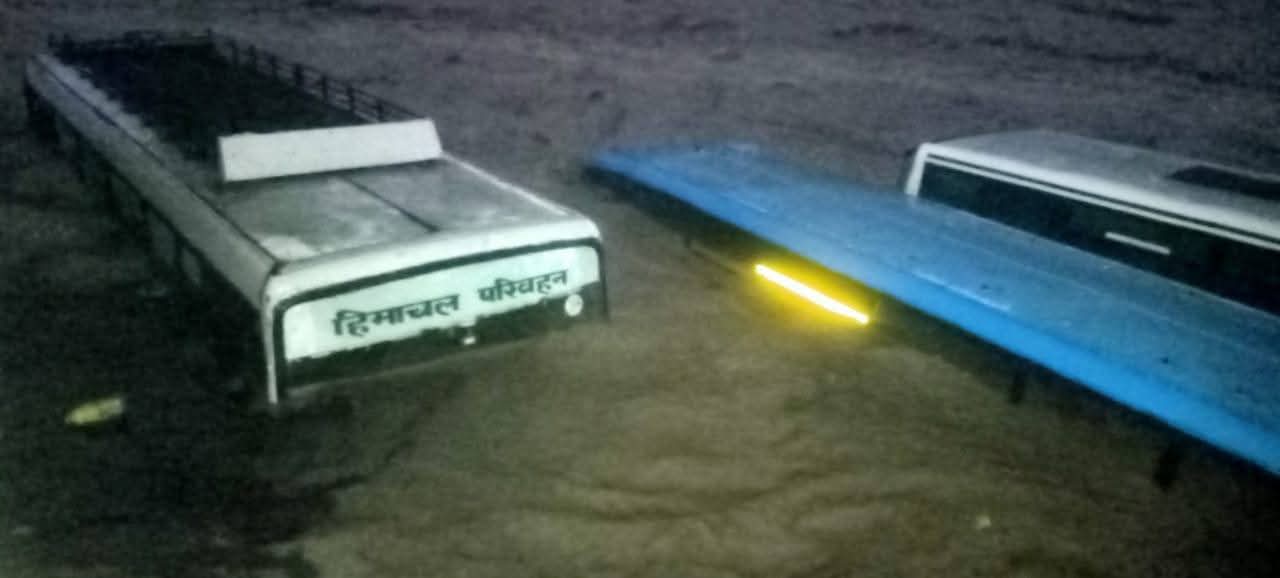 Dharampur bus stand submerged in water