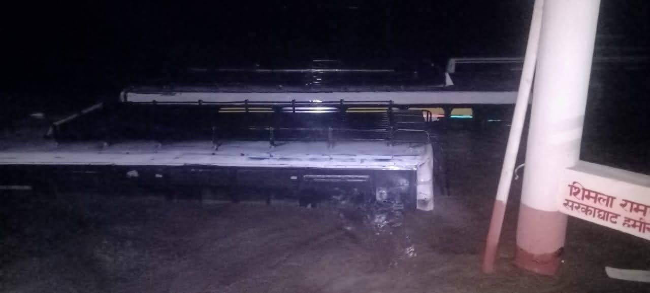 Dharampur bus stand submerged in water