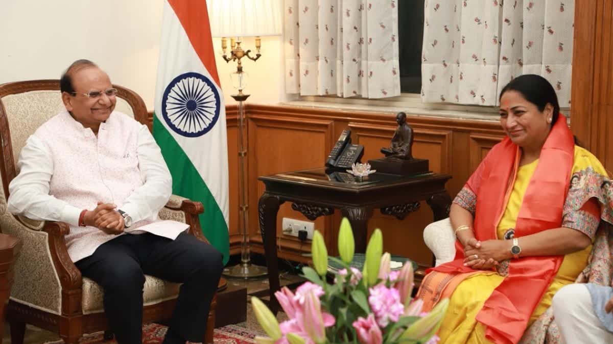 Delhi Lieutenant-Governor V K Saxena with Chief Minister Rekha Gupta