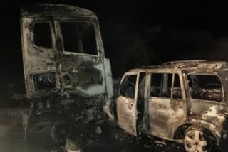 बालोतरा में टेलर और स्कार्पियो में  भिड़ंत