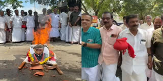 GYANESH KUMARS MOCK FUNERAL  MOCK FUNERAL ASHES DUMPED IN TOILET  PALAKKAD CONGRESS PROTEST  PROTEST ON CEC GYANESH KUMAR