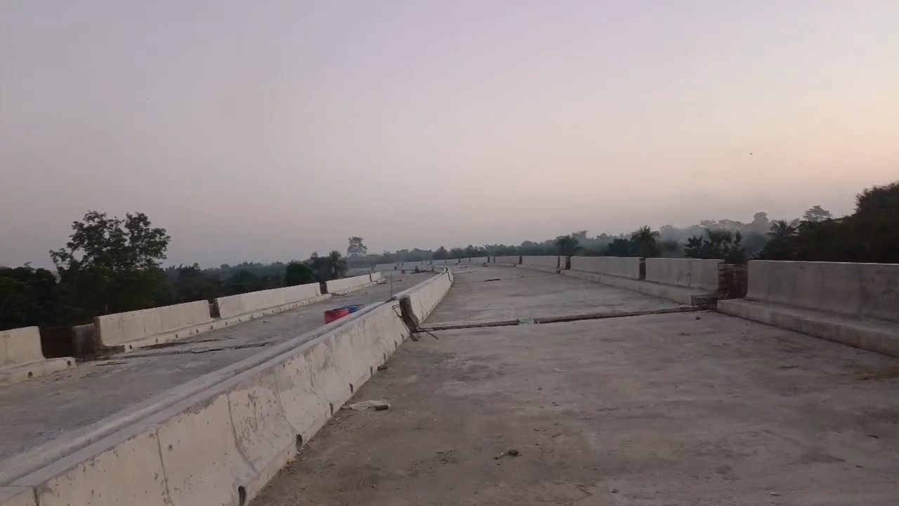 Bridge being constructed over the Kherkatia river in Majuli