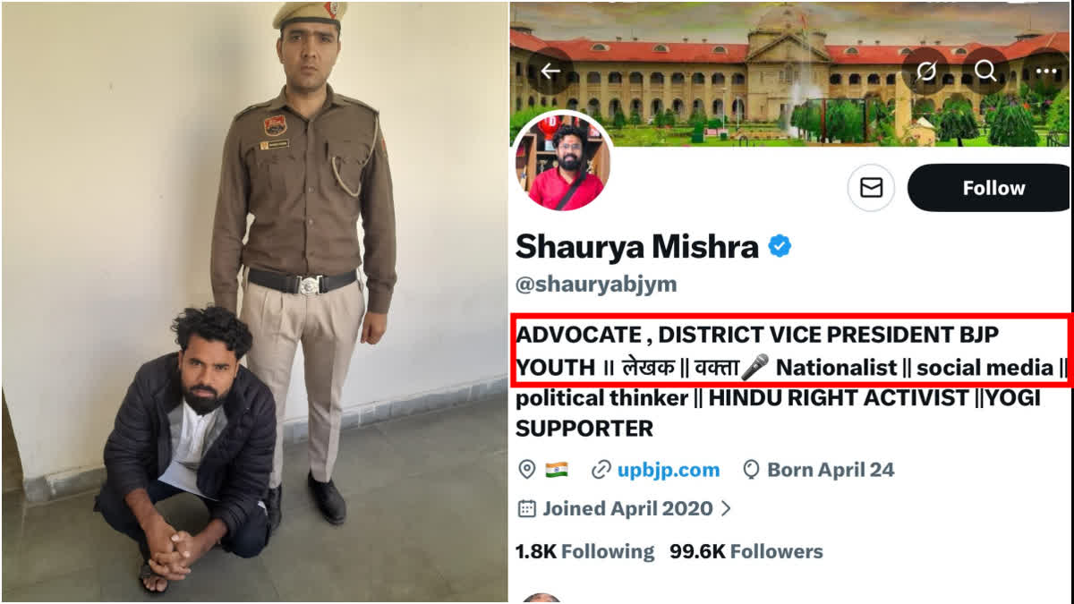 Gurugram police arrested lawyer Shaurya Mishra from Kaushambi UP for posting Fake posts in Social Media