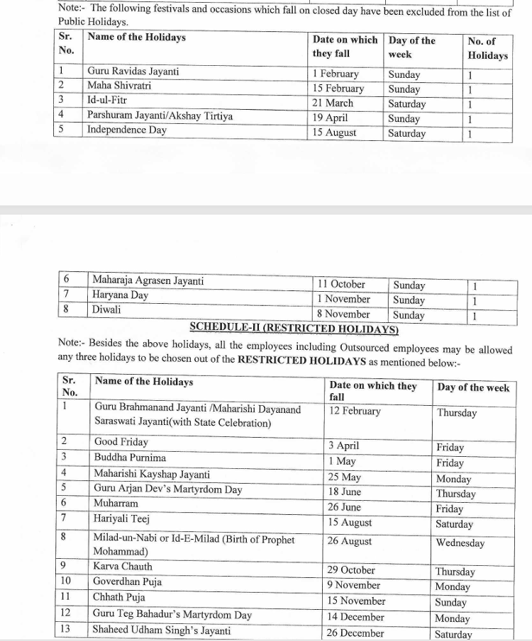 Haryana government holiday calendar for the year 2026 Released CM Nayab Singh saini