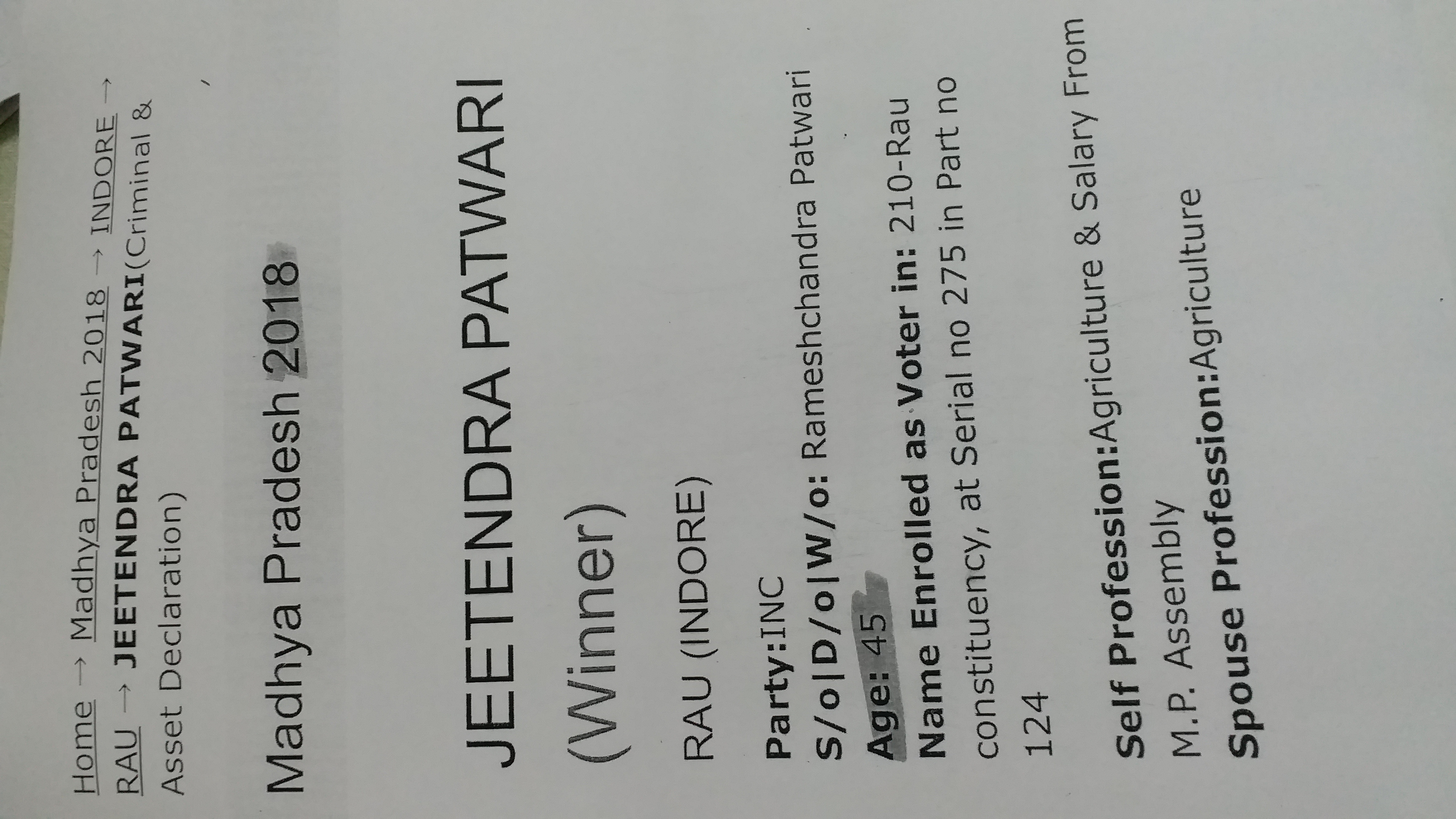 Jitu Patwari DOB Controversy