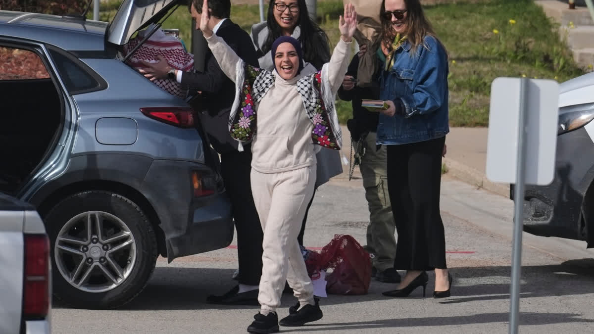 Last Protester in Immigration Detention After Trump's Campus Crackdown Has Been Released Leqaa Kordia, with hands raised, waves to supporters after being released from the Prairieland Detention Center in Alvarado, Texas, Monday, March 16, 2026.