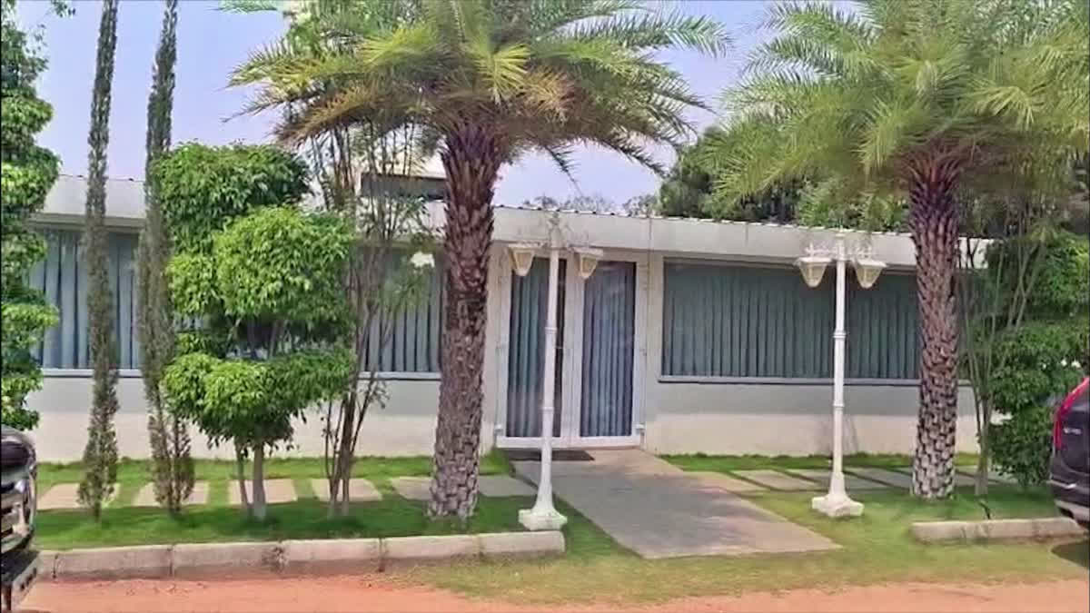 View of the farmhouse where a narcotics racket was busted by the Telangana Police