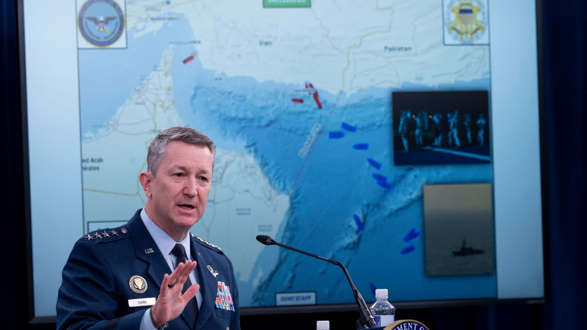 US Military Will Target Iran-Linked Ships Worldwide, Broadening Scope Beyond Blockade Chairman of the Joint Chiefs of Staff Gen. Dan Caine speaks to members of the media during a press briefing at the Pentagon, Thursday, April 16, 2026 in Washington.