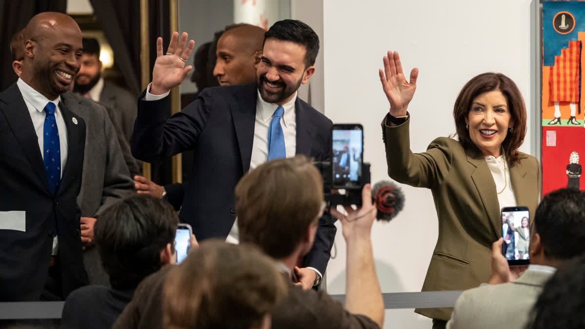 New York Loses Nearly $74 Million For Not Revoking 33,000 Illegal Licenses For Immigrant Truckers FILE - New York Mayor Zohran Mamdani and New York Governor Kathy Hochul arrive at a press conference at Sugar Hill Children's Museum of Art & Storytelling, March 3, 2026, in New York.