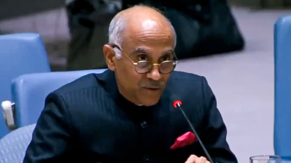 FILE- India’s Permanent Representative to the UN Ambassador Harish Parvathaneni