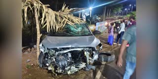 A Car Hit Divider at Bheemili Beach