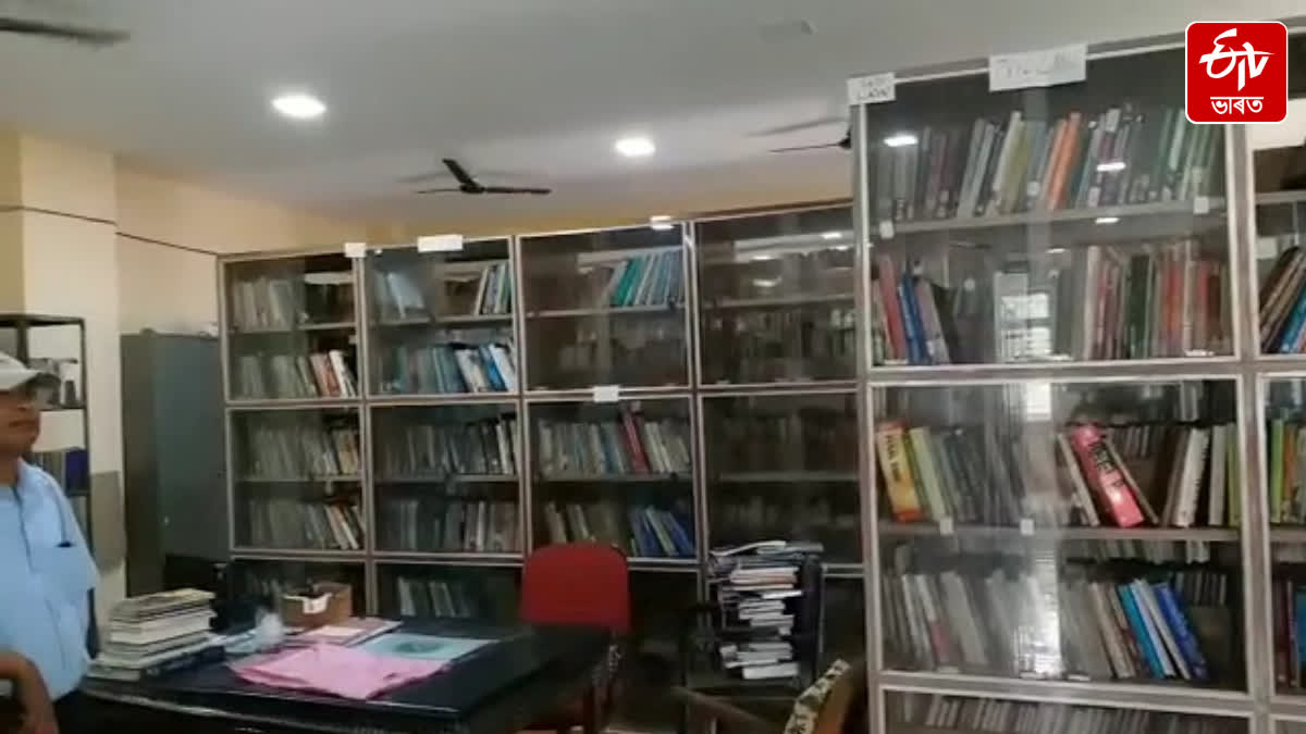 Students crowd at the Tezpur district library