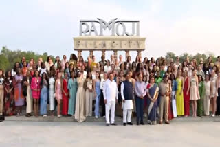 مس ورلڈ 2025 کے مقابلے میں حصہ لینے والی حسیناؤں کا راموجی فلم سٹی کا دورہ