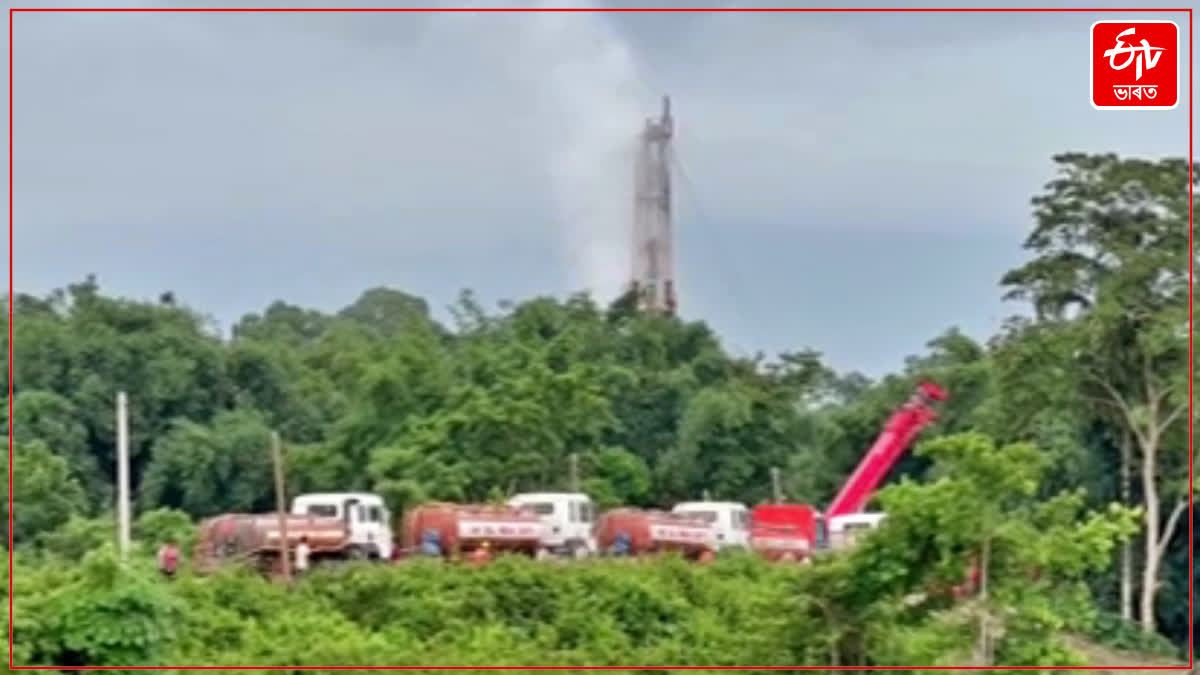 gas extraction from 147th rig of the oil field in Sivasagar