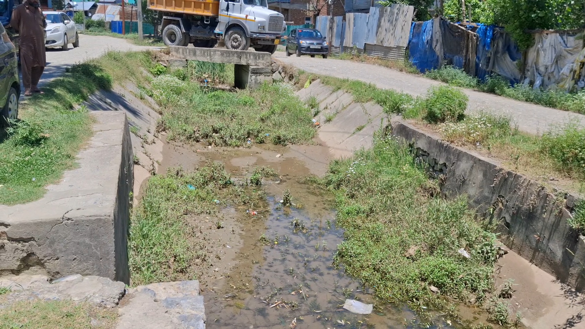 A dried up canal in Kulgam