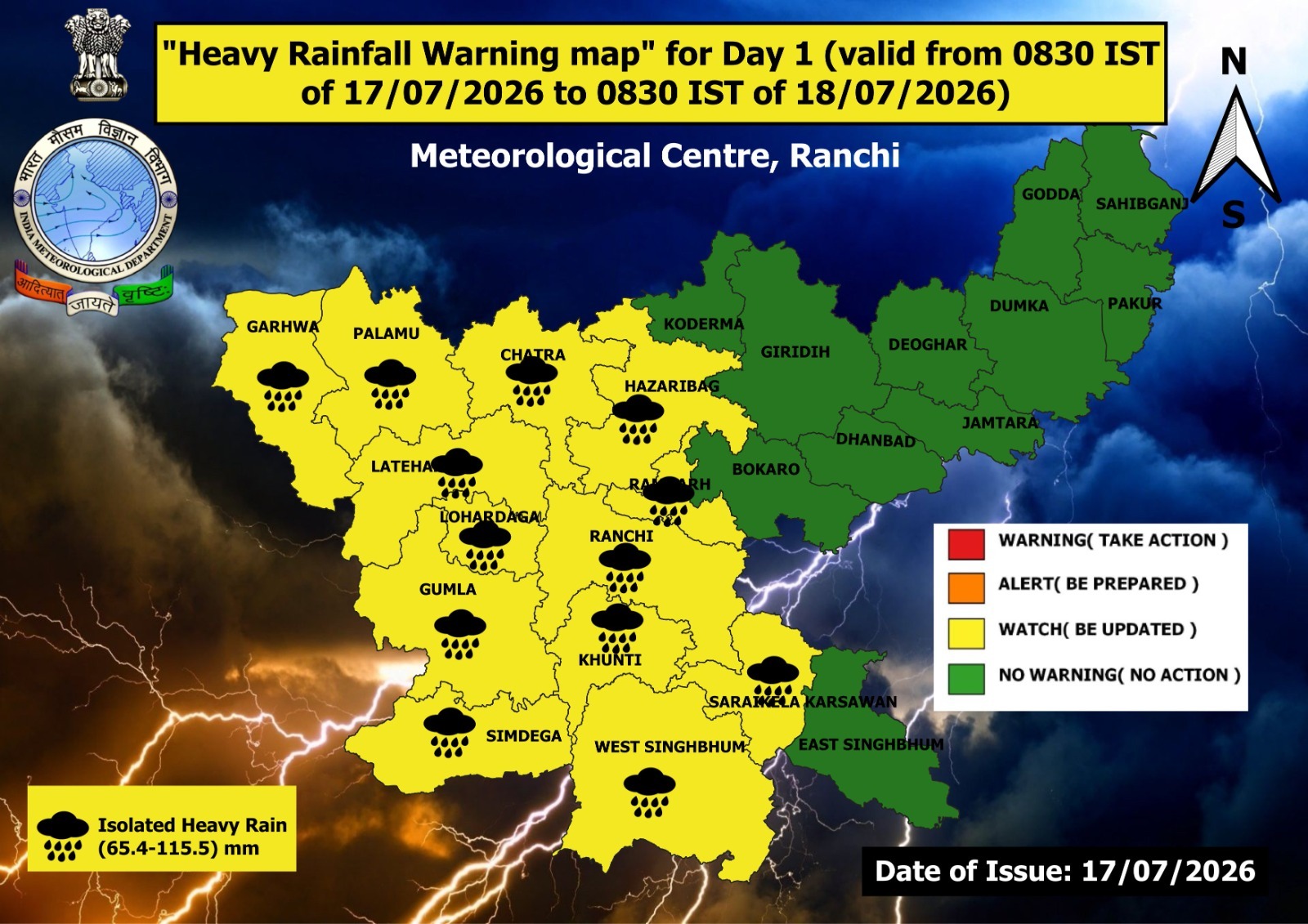 weather report in jharkhand