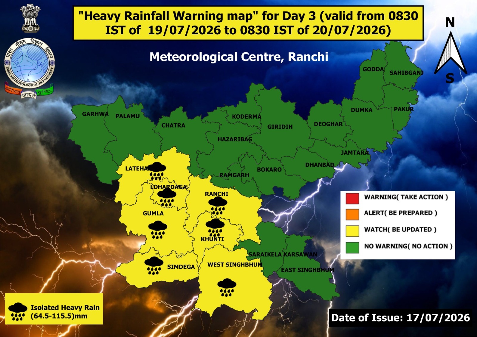 weather report in jharkhand
