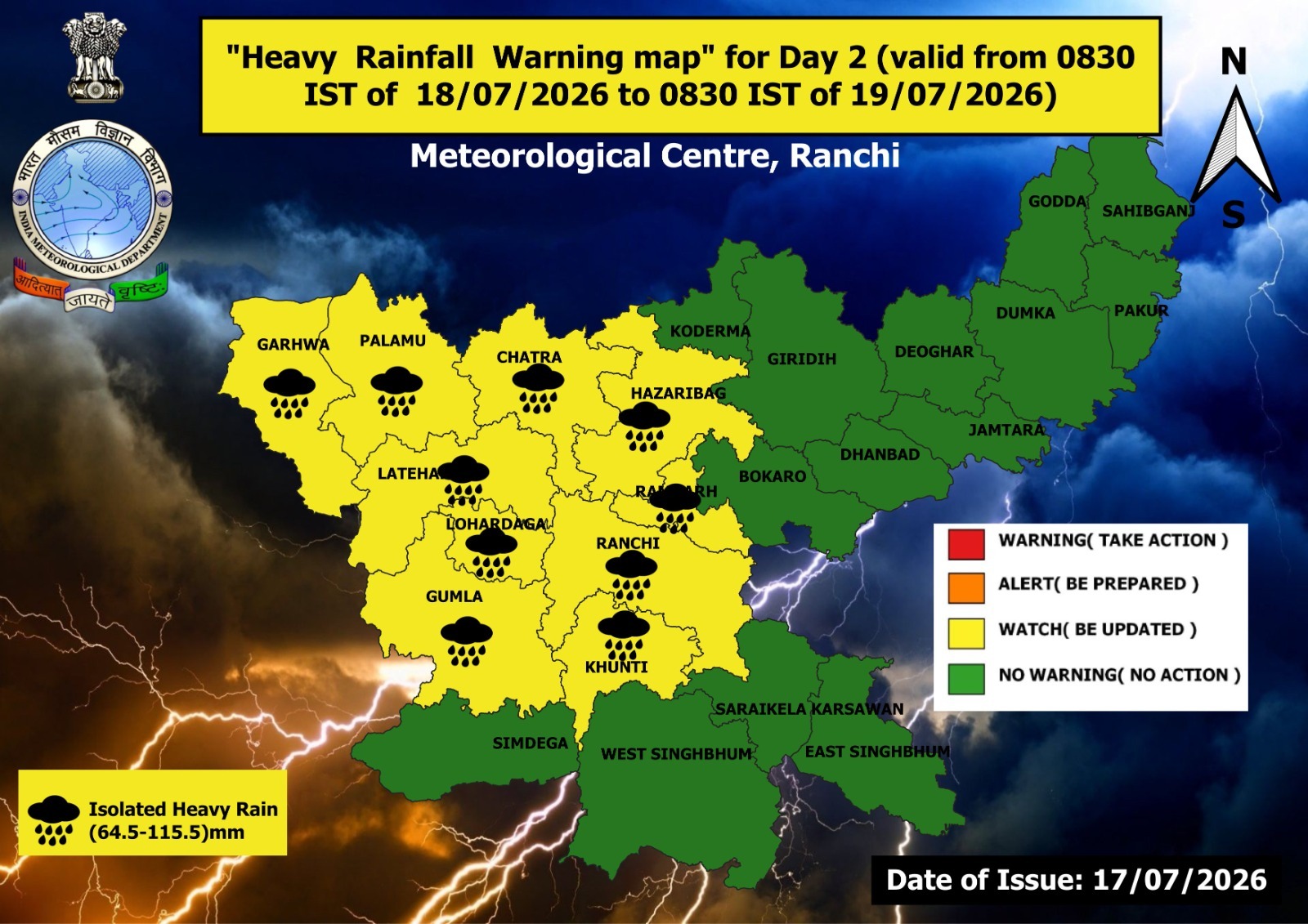 weather report in jharkhand