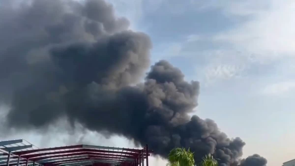 Massive fire at a rice mill on the Karnal Kaithal road