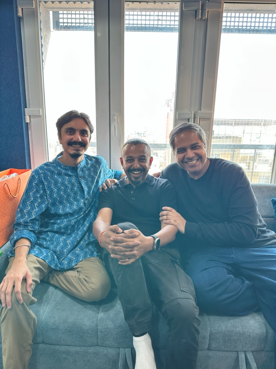 Siddhant with singer Aditya Gadhvi (left) and DOP Premal Raval