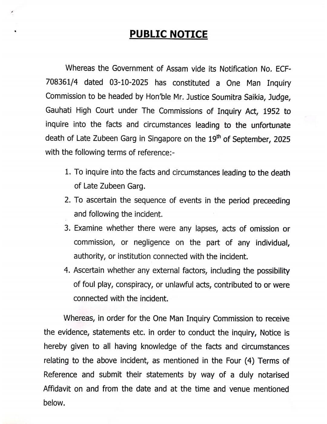 zubeen gargs death case