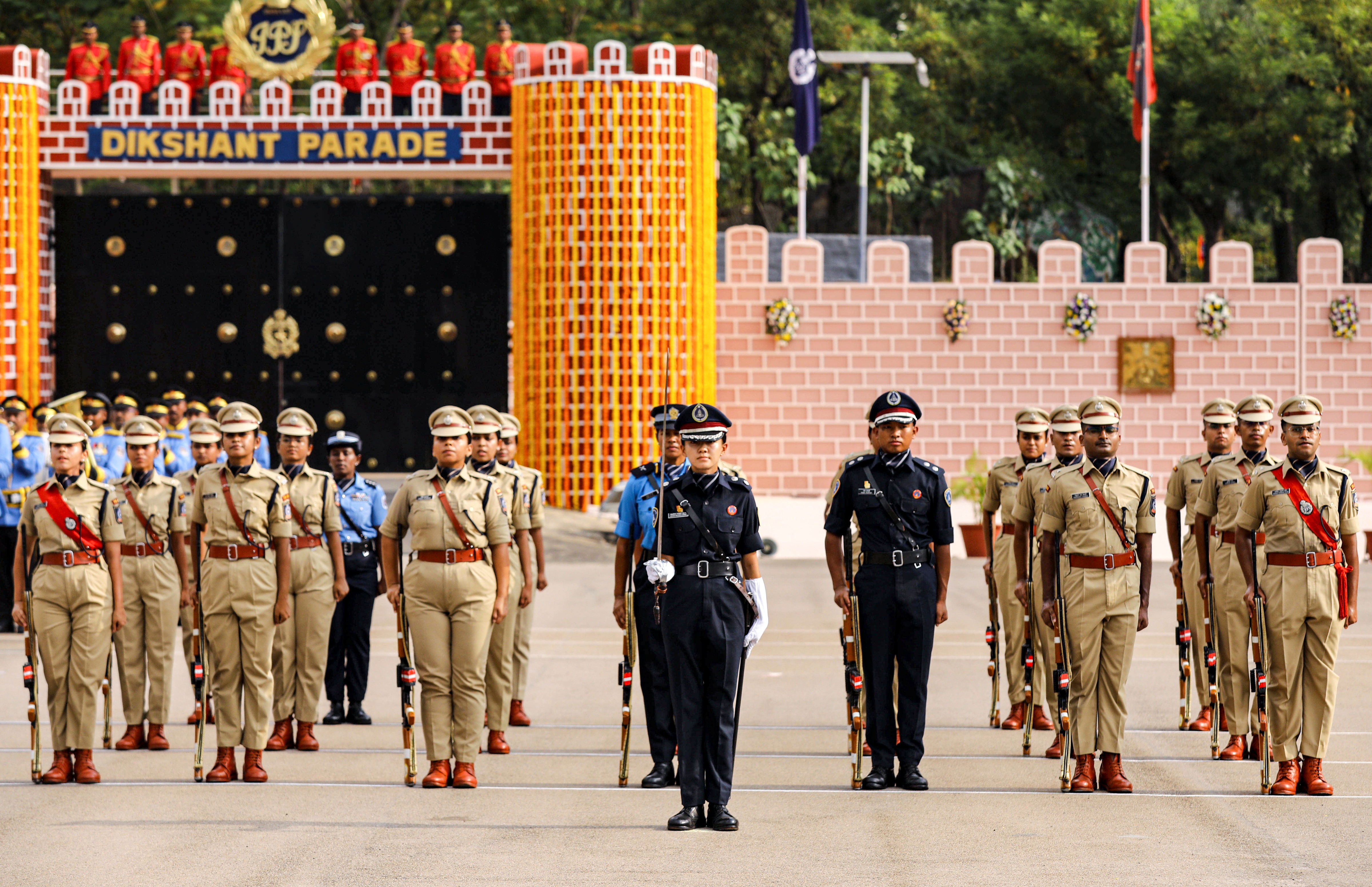 Probationers of the 78th Regular Recruit batch of IPS during passing out parade at Sardar Vallabhbhai Patel National Police Academy, in Hyderabad on Saturday, Oct. 17, 2026.