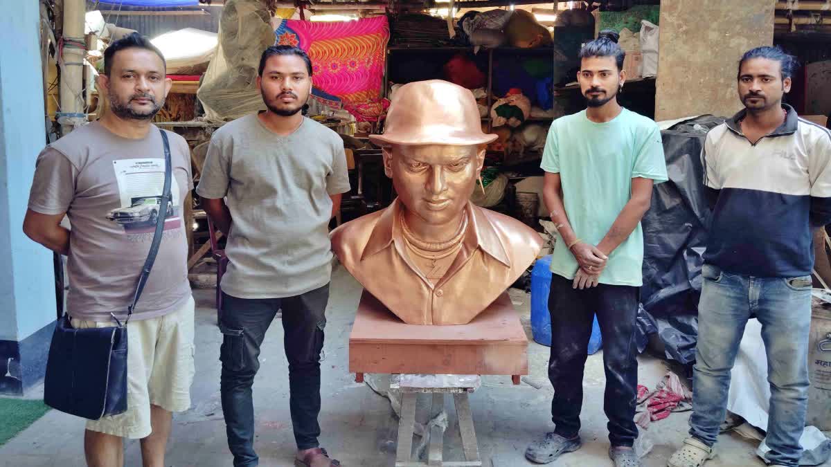 statue of zubeen garg created under supervision of art director jyotisankar bhattacharyya will be installed at the artist's home