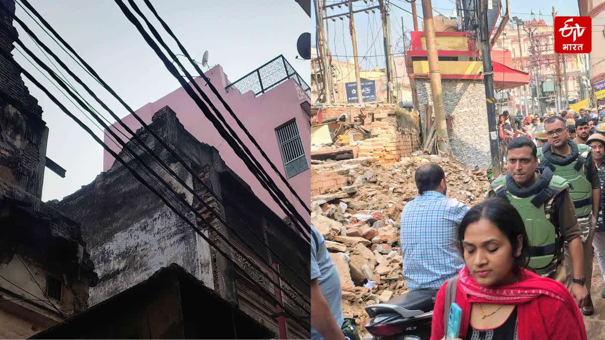 दालमंडी में पांचवां मकान गिराया जा रहा.