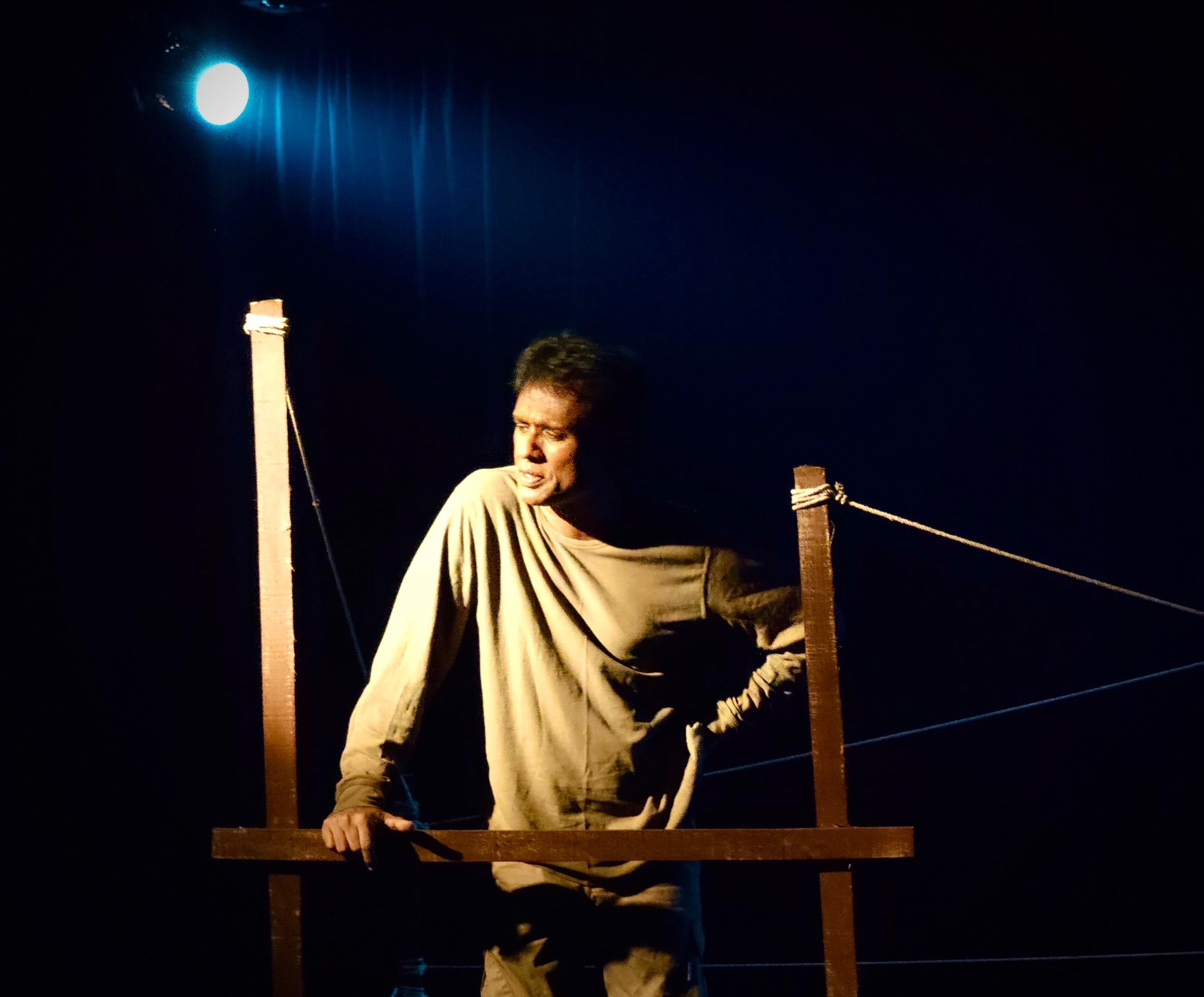 baharul islam portrays lead role in Unchayi play by Seagull Theatre in Hyderabad