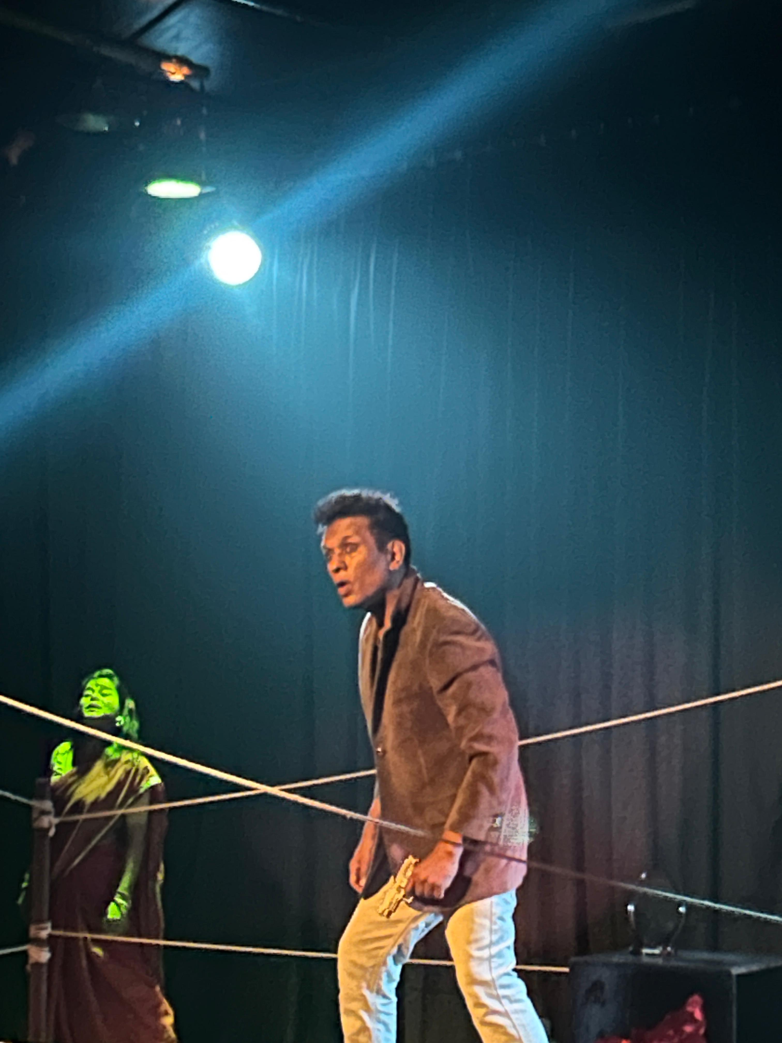 baharul islam portrays lead role in Unchayi play by Seagull Theatre in Hyderabad