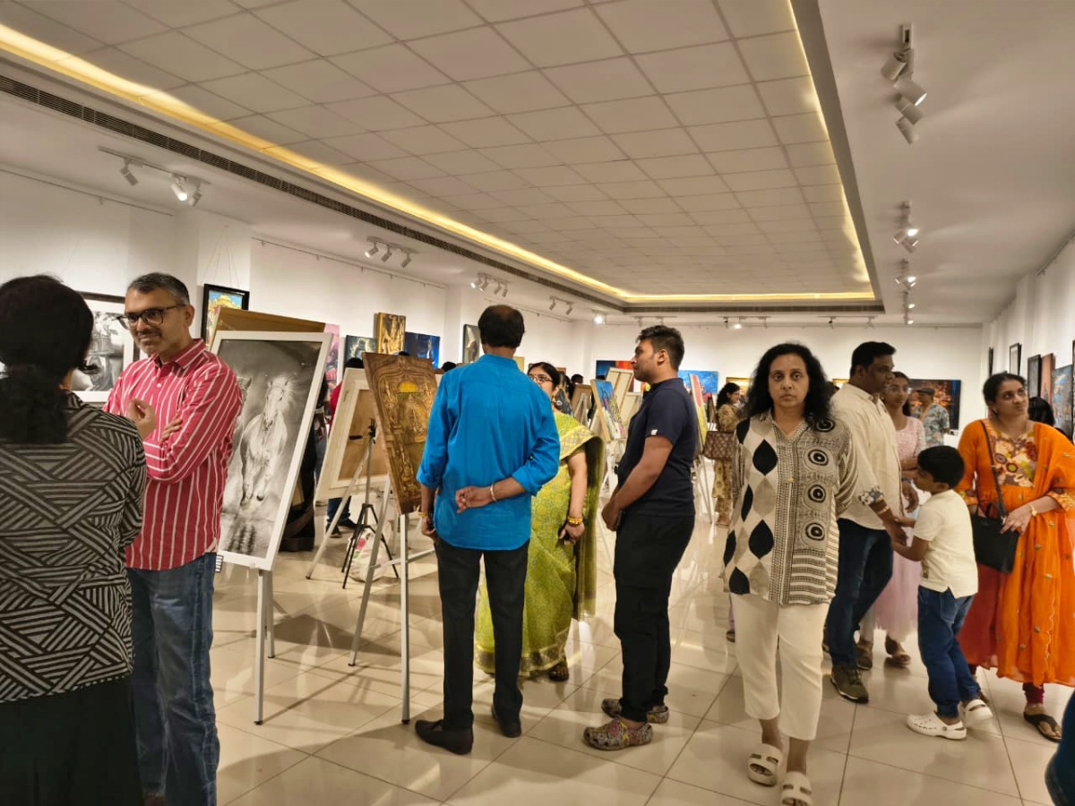 Visitors and artists at the Mazda Art Festival