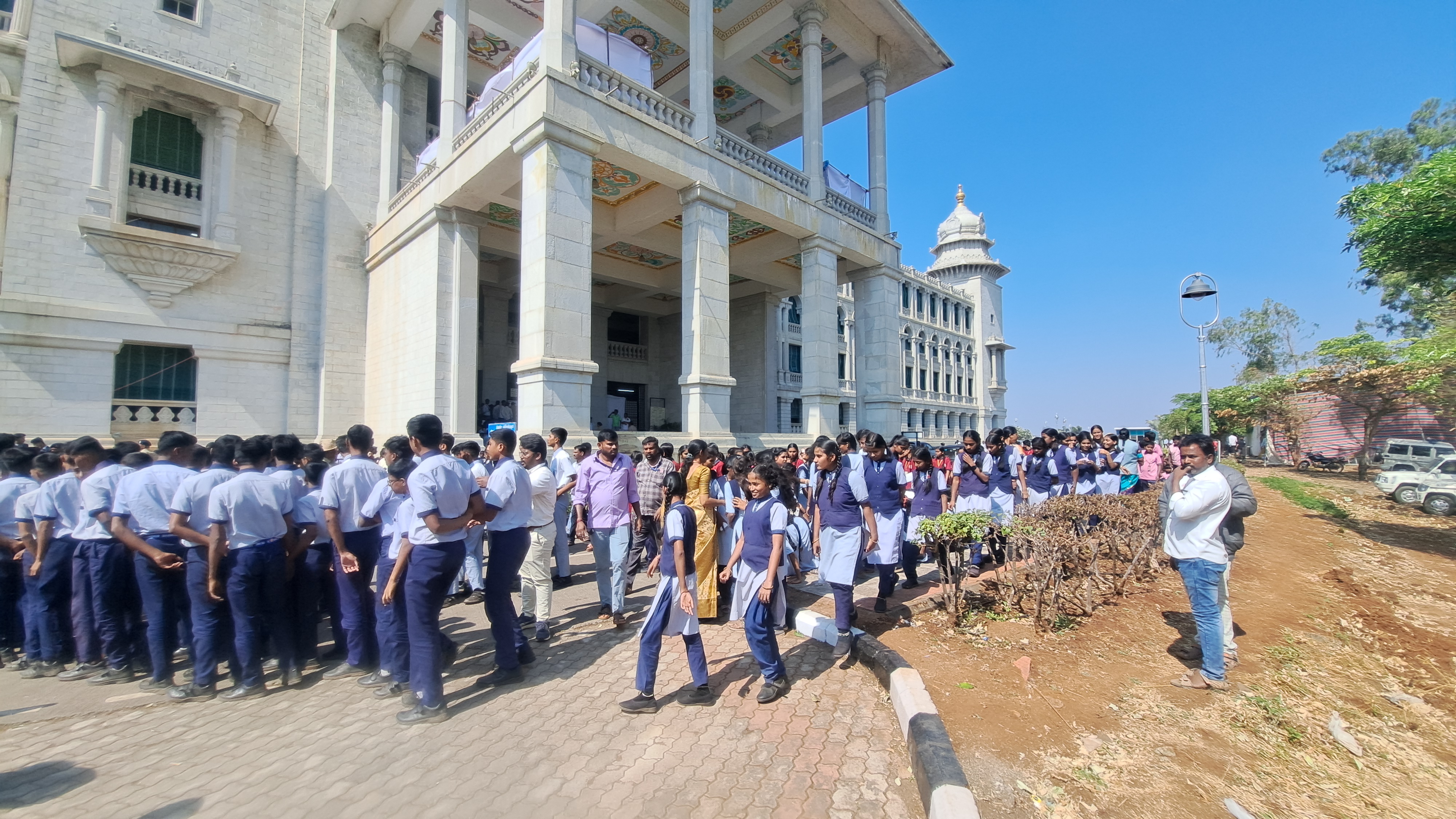 School and college Students watched the winter session at Suvarna Soudha in Belagavi