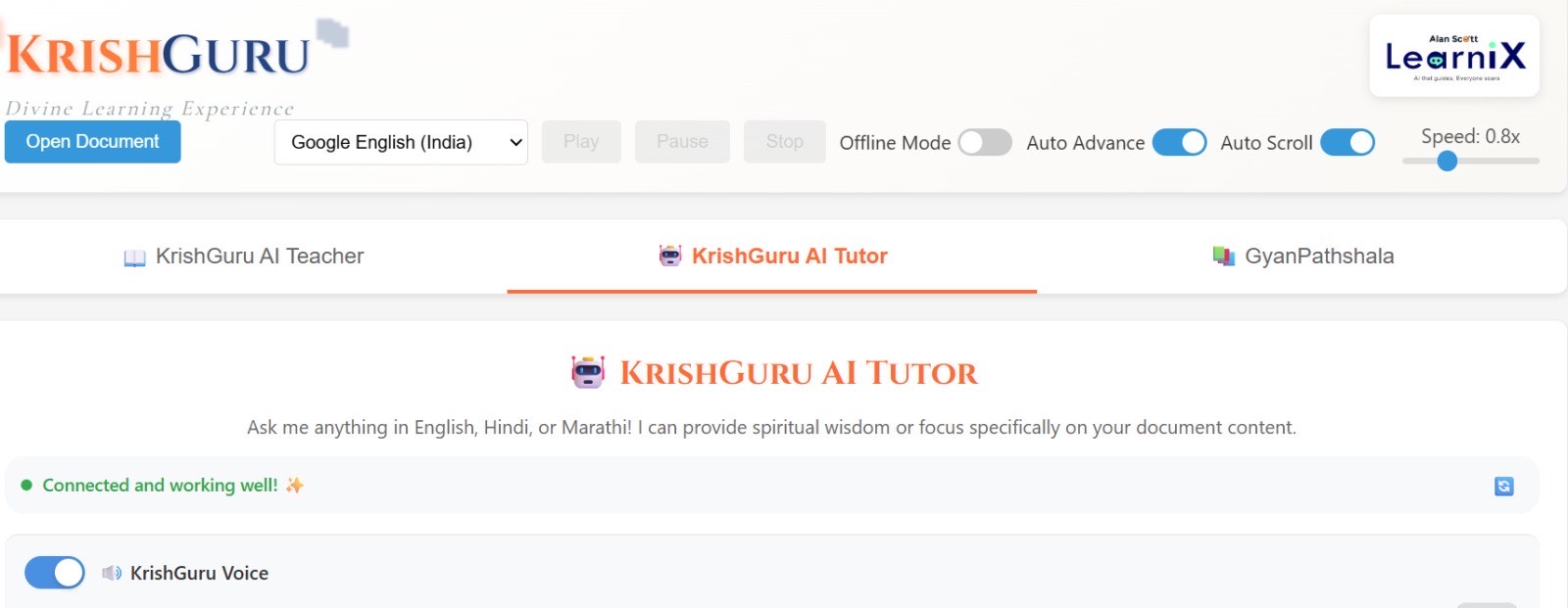 LearniX has developed KrishGuru AI