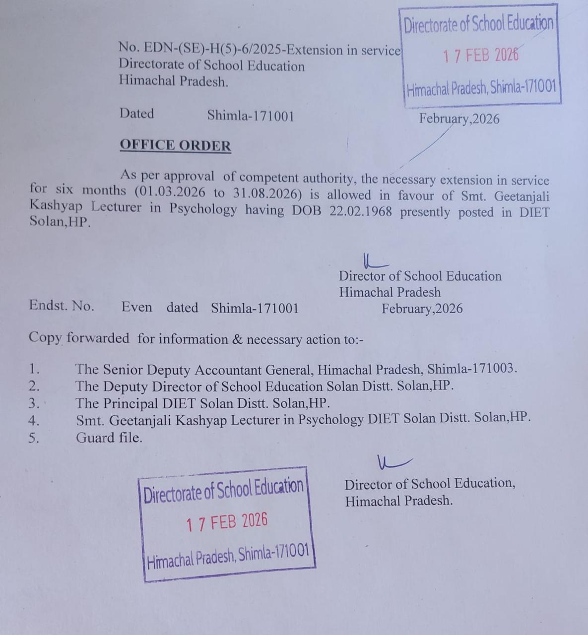 Helth Minister Daughter Extension