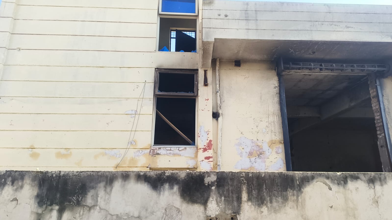 glass broken by the explosion