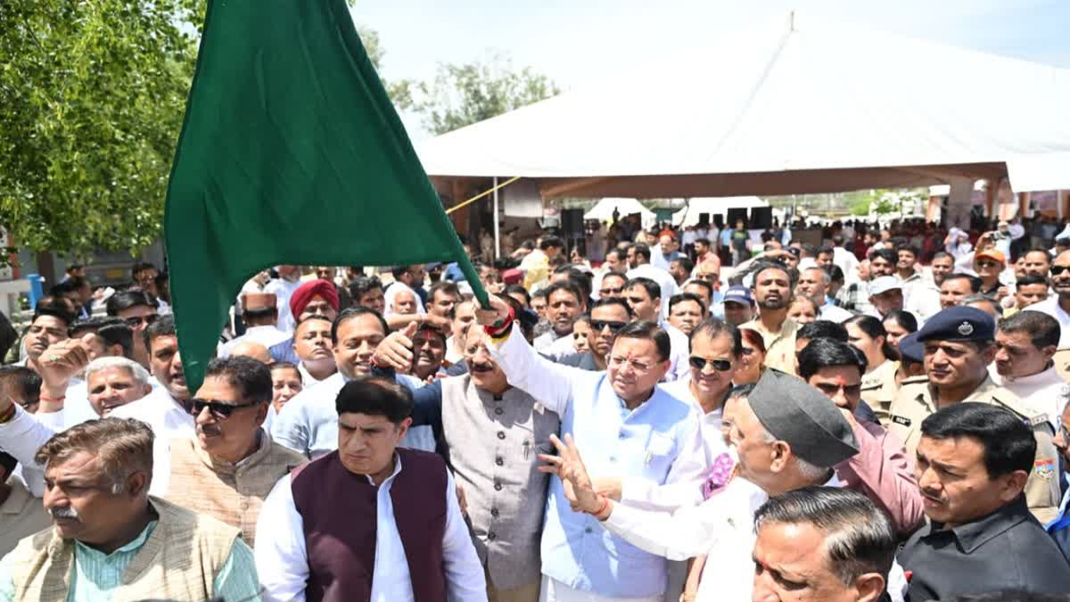 Chief Minister Pushkar Singh Dhami flags off the yatra in Rishikesh.
