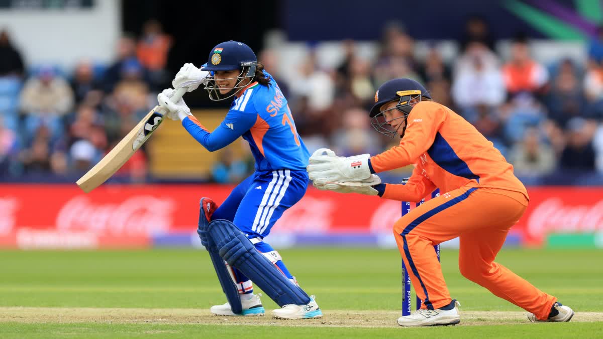 ind w vs ned w india thrash netherlands by 95 runs in womens t20 world cup 2026 smriti mandhana shafali verma Urdu News