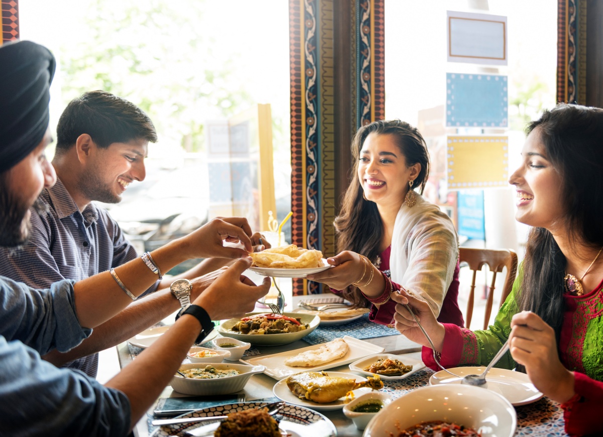 Friends eating lunch together