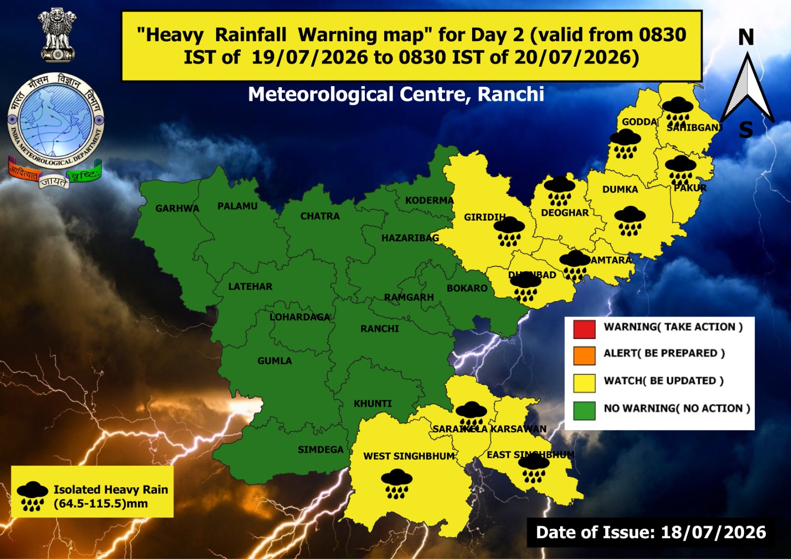 Rain alert issued for several districts in Jharkhand regarding monsoon 2026