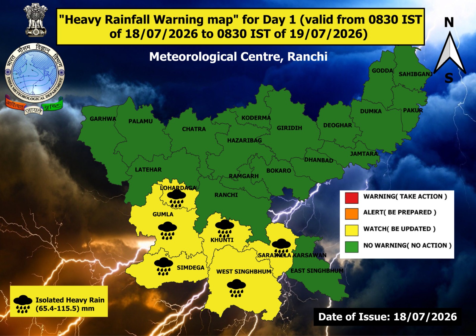 Rain alert issued for several districts in Jharkhand regarding monsoon 2026