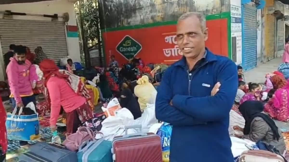 Bangladeshi nationals at a border checkpost in Swarupnagar.
